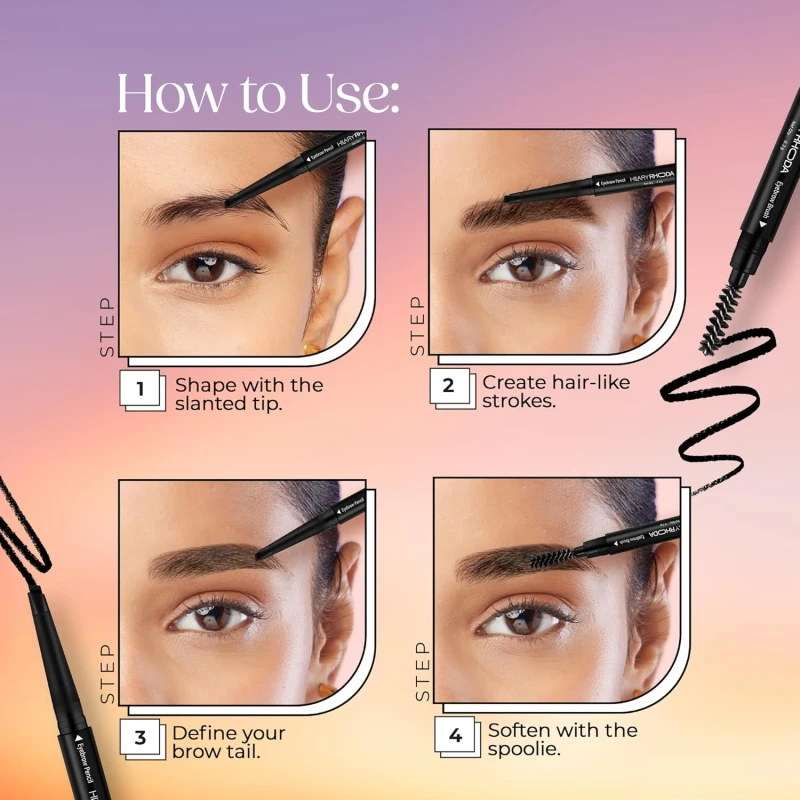 Hilary Rhoda Brow Artist Eyebrow Pencil Dual-Ended (Black, Shade 01) | Waterproof & Smudge-Proof Brow Definer | Natural Finish | Long-Lasting & Easy to Apply – 0.3g thumbnail 5